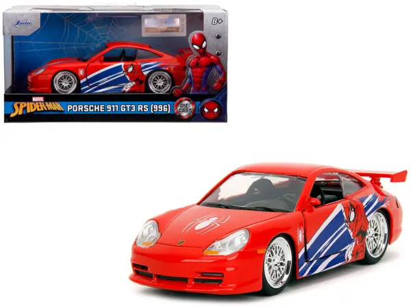Porsche 911 GT3 RS (996) Red with Graphics "Marvel's Spider-Man" 1/32 Diecast Model Car by Jada #1