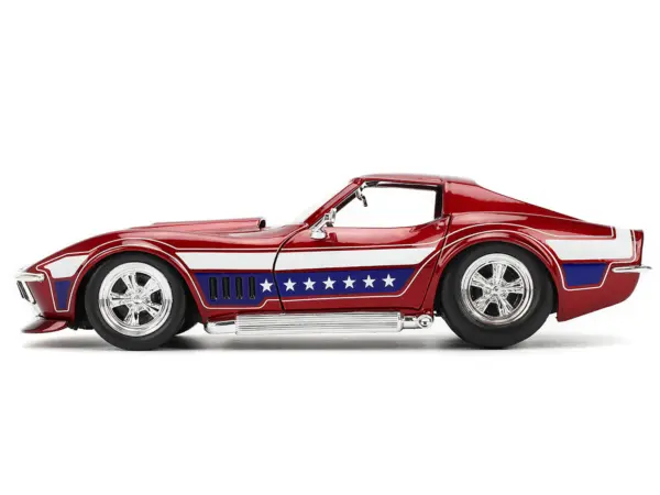 1969 Chevrolet Corvette Stingray ZL1 Red Metallic with Stars and Stripes Graphics "Bigtime Muscle" Series 1/24 Diecast Model Car by Jada #3