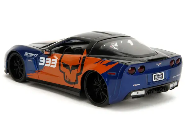 2006 Chevrolet Corvette Z06 #333 "Spirit Racing" Blue Metallic and Orange with Black Hood and Top "Bigtime Muscle" Series 1/24 Diecast Model Car by Jada #5