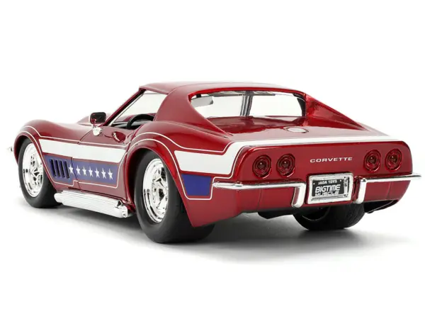 1969 Chevrolet Corvette Stingray ZL1 Red Metallic with Stars and Stripes Graphics "Bigtime Muscle" Series 1/24 Diecast Model Car by Jada #5