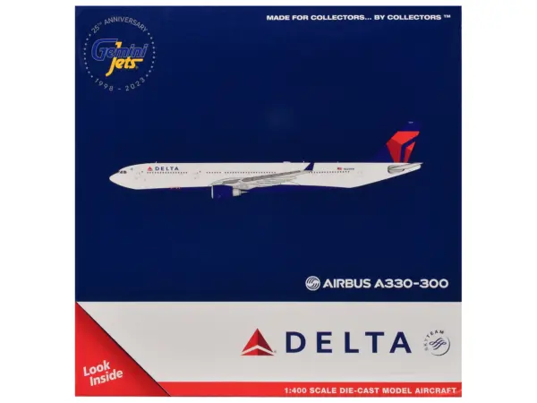 Airbus A330-300 Commercial Aircraft "Delta Air Lines" (N829NW) White with Blue and Red Tail 1/400 Diecast Model Airplane by GeminiJets #3