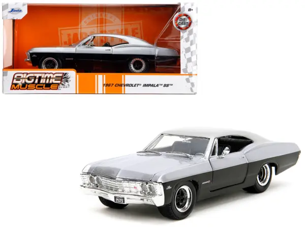1967 Chevrolet Impala SS Silver Metallic and Black "Bigtime Muscle" Series 1/24 Diecast Model Car by Jada #1