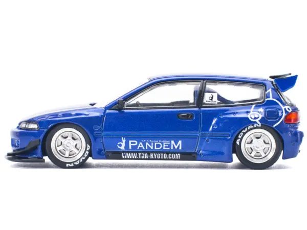 Pandem Civic EG6 RHD (Right Hand Drive) Blue Metallic 1/64 Diecast Model Car by Pop Race #2