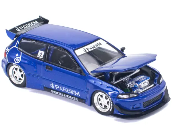 Pandem Civic EG6 RHD (Right Hand Drive) Blue Metallic 1/64 Diecast Model Car by Pop Race #3