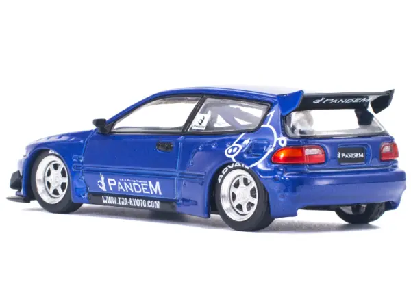 Pandem Civic EG6 RHD (Right Hand Drive) Blue Metallic 1/64 Diecast Model Car by Pop Race #4
