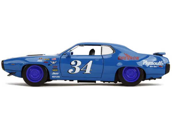 1972 Plymouth GTX #34 Blue with Graphics "Bigtime Muscle" Series 1/24 Diecast Model Car by Jada #3