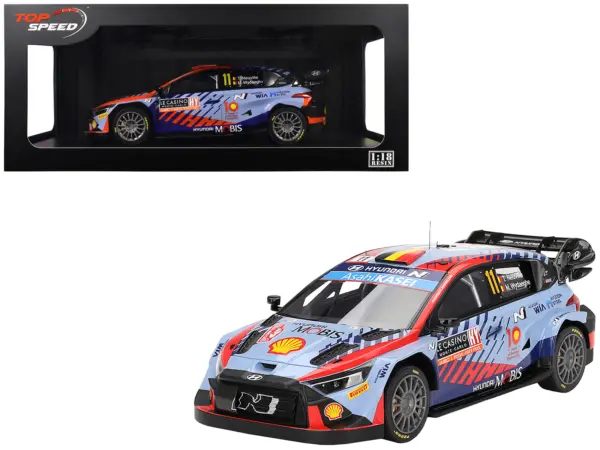 Hyundai i20 N Rally1 Hybrid #11 Thierry Neuville - Martijn Wydaeghe "Hyundai Shell Mobis WRT"  Winner WRC "Monte Carlo Rally" (2024) 1/18 Model Car by Top Speed #1