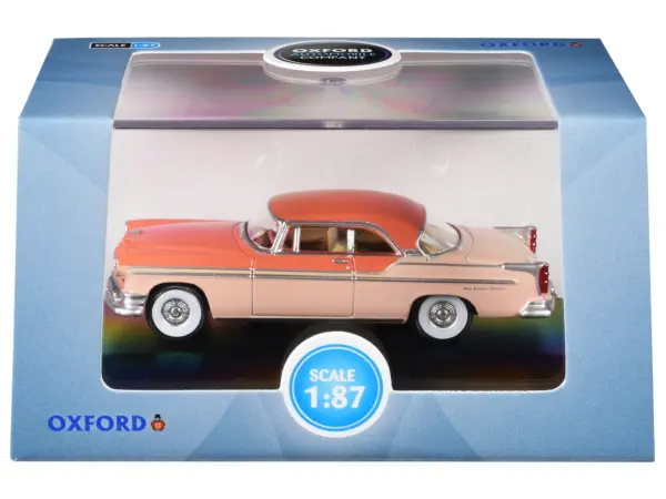 1955 Chrysler New Yorker Deluxe St. Regis Desert Sand and Canyon Tan 1/87 (HO) Scale Diecast Model Car by Oxford Diecast #1