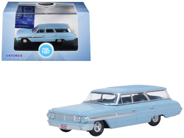 1964 Ford Country Sedan Skylight Blue 1/87 (HO) Scale Diecast Model Car by Oxford Diecast #1