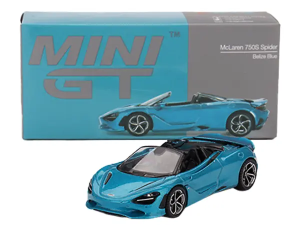 McLaren 750S Spider Belize Blue Metallic Limited Edition 1/64 Diecast Model Car by Mini GT #4