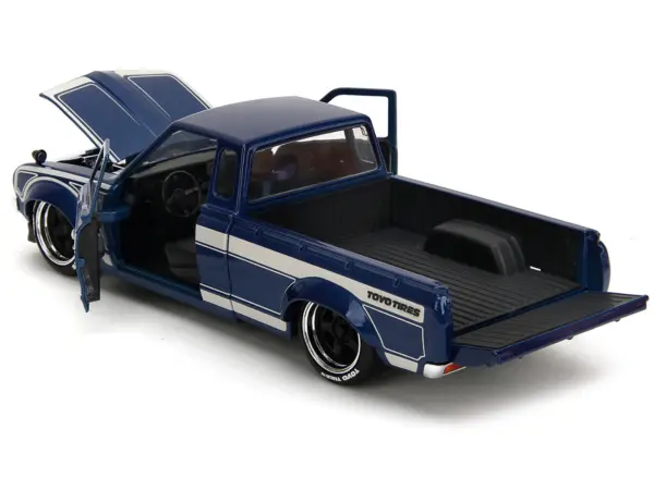 1972 Datsun 620 Pickup Truck Blue Metallic and Cream "JDM Tuners" Series 1/24 Diecast Model Car by Jada #4