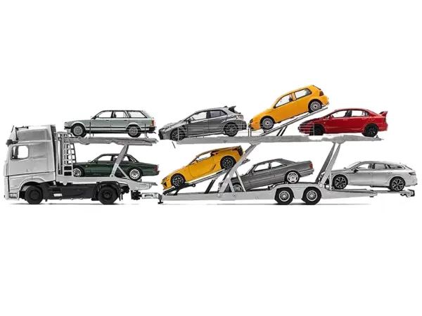 Mercedes-Benz Actros Auto Transporter Yellow 1/64 Diecast Model by GCD #5