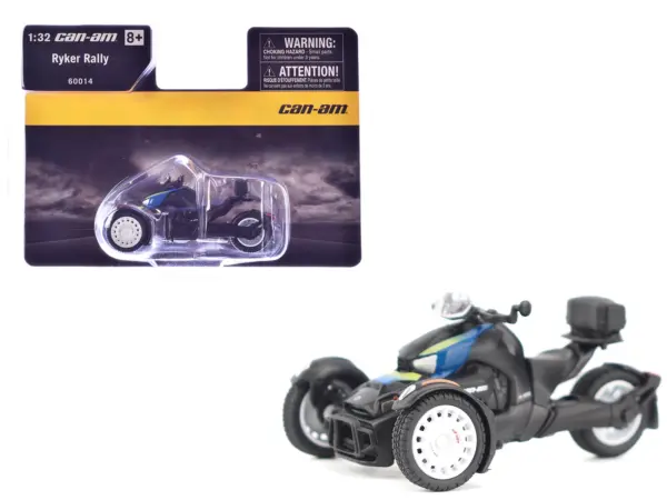 Can-Am Ryker Rally 3-Wheel Motorcycle Galactic Blue and Black 1/32 Diecast Model by BRP Models #1