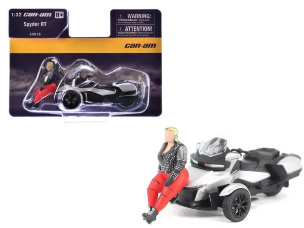 Can-Am Spyder RT 3-Wheel Motorcycle Hyper Silver Metallic with Driver Figure 1/32 Diecast Model by BRP Models #1