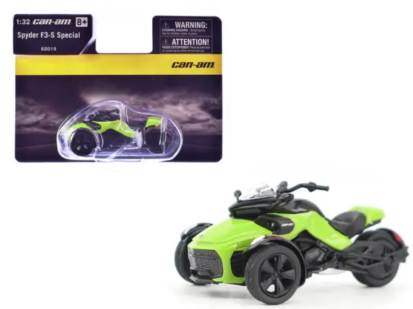 Can-Am Spyder F3-S Special 3-Wheel Motorcycle Manta Green 1/32 Diecast Model by BRP Models #1