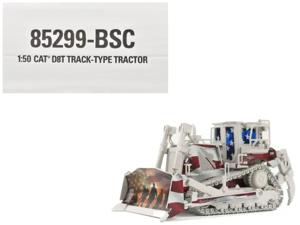 CAT Caterpillar D8T Track Type Tractor with Single Shank Ripper "Brent Scarbrough & Co." Patriotic Livery "High Line" Series 1/50 Diecast Model by Diecast Masters #1