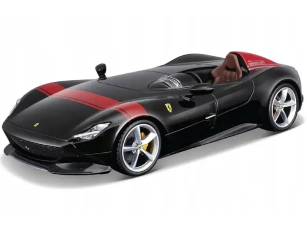 Ferrari Monza SP1 Black Metallic with Red Stripes "Race & Play" Series 1/24 Diecast Model Car by Bburago #2