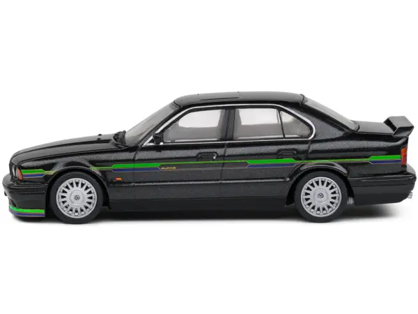 1994 BMW E34 Alpina B10 BiTurbo Black Metallic with Green Graphics 1/43 Diecast Model Car by Solido #2
