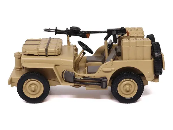 British SAS 1/4-Ton Willys Jeep with Vickers K Machine Gun Desert Sand "British Royal Army" 1/43 Diecast Model by Militaria Die Cast #2