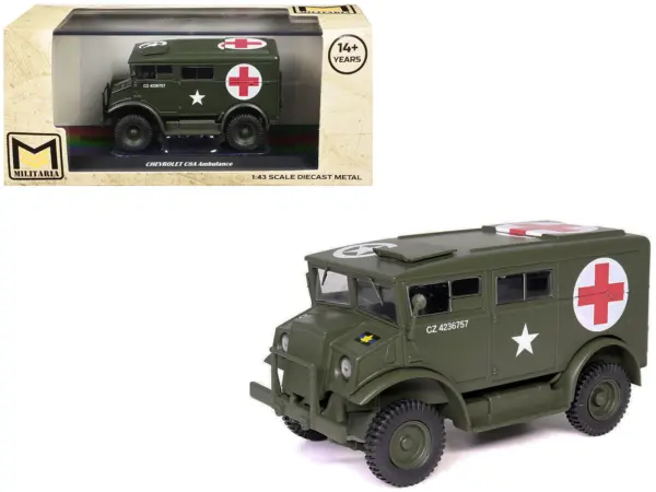 Chevrolet C8A Ambulance Olive Drab "United States Army" 1/43 Diecast Model by Militaria Die Cast #1