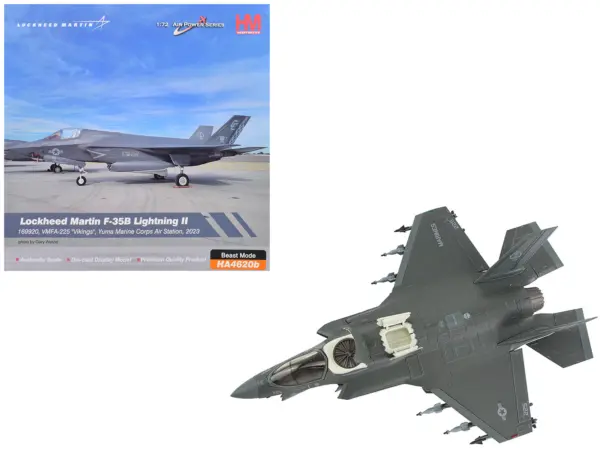 Lockheed Martin F-35B Lightning II Aircraft Beast Mode Configuration "VMFA-225 Vikings Yuma Marine Corps Air Station" (2023) United States Marine Corps "Air Power Series" 1/72 Diecast Model by Hobby Master #1