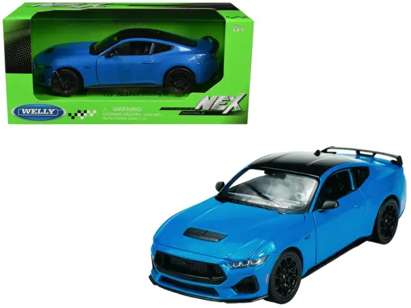 2024 Ford Mustang GT 5.0 Blue with Black Top "NEX Models" Series 1/25 Diecast Model Car by Welly #1
