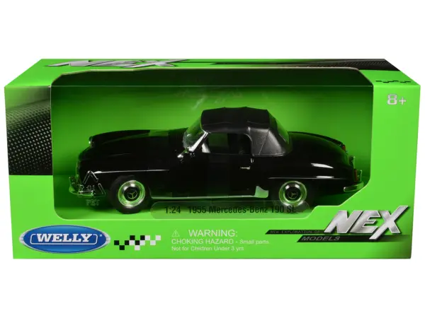 1955 Mercedes-Benz 190 SL (Closed Roof) Black "NEX Models" Series 1/24 Diecast Model Car by Welly #1