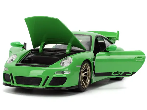 Porsche 911 GT3 (997) Green with Black Accents "Fast X" (2023) Movie "Fast & Furious" Series 1/24 Diecast Model Car by Jada #2
