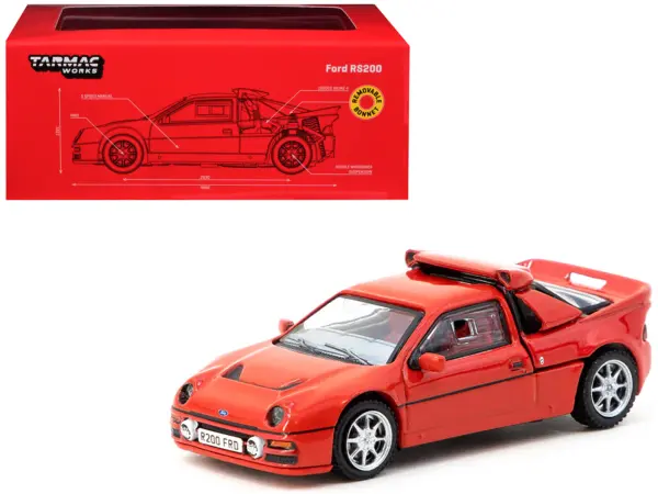 Ford RS200 Red "Hobby64" Series 1/64 Diecast Model Car by Tarmac Works #1