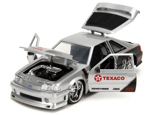 1989 Ford Mustang GT "Texaco" Silver Metallic and Matt Black "Bigtime Muscle" Series 1/24 Diecast Model Car by Jada #2