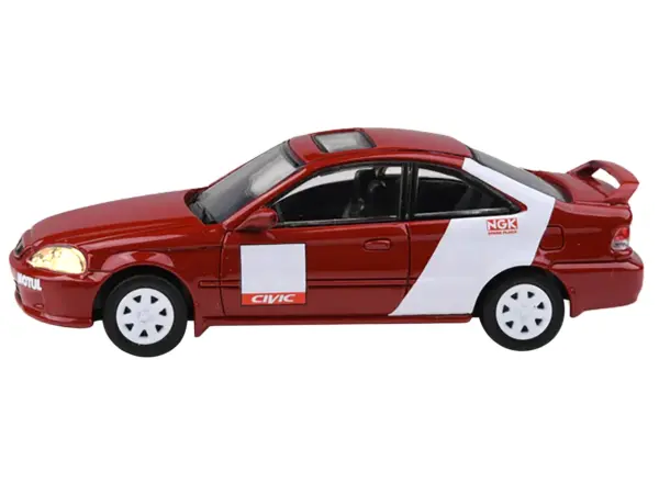 1999 Honda Civic Si EM1 "Kanjo Livery" Red with White Stripes 1/64 Diecast Model Car by Paragon Models #3
