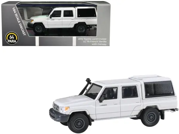2012 Toyota Land Cruiser LC 79 French Vanilla White with Canopy 1/64 Diecast Model Car by Paragon Models #1