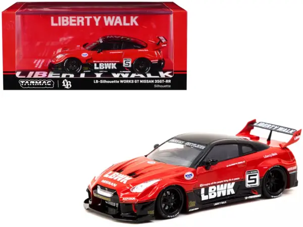 Nissan 35GT-RR LB-Silhouette WORKS GT RHD (Right Hand Drive) #5 "Liberty Walk" Red and Black "Hobby43" Series 1/43 Diecast Model Car by Tarmac Works #1