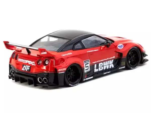 Nissan 35GT-RR LB-Silhouette WORKS GT RHD (Right Hand Drive) #5 "Liberty Walk" Red and Black "Hobby43" Series 1/43 Diecast Model Car by Tarmac Works #3