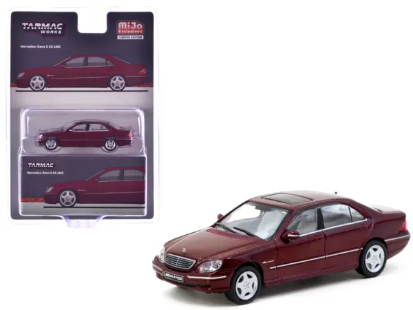 Mercedes-Benz S 55 AMG Bordeaux Red Metallic "Global64" Series 1/64 Diecast Model by Tarmac Works #1
