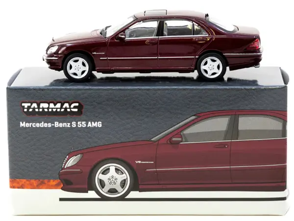 Mercedes-Benz S 55 AMG Bordeaux Red Metallic "Global64" Series 1/64 Diecast Model by Tarmac Works #3