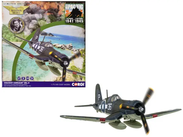 Vought Corsair Mk. II Fighter Aircraft "JT537 1836 Naval Air Squadron HMS Victorious Battle of Okinawa" (1945) British Royal Navy Fleet Air Arm "The Aviation Archive" Series 1/72 Diecast Model by Corgi #1