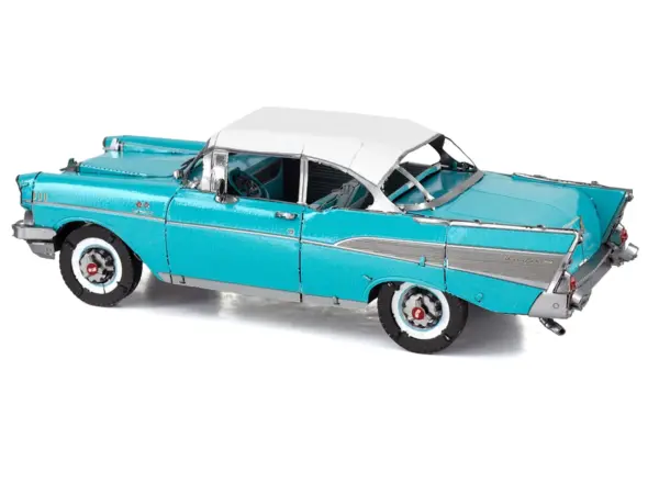 Model Kit 1957 Chevrolet Bel Air Turquoise with White Top (Challenging Difficulty) Steel Model by Metal Earth #2
