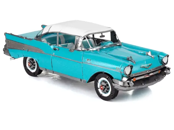 Model Kit 1957 Chevrolet Bel Air Turquoise with White Top (Challenging Difficulty) Steel Model by Metal Earth #4