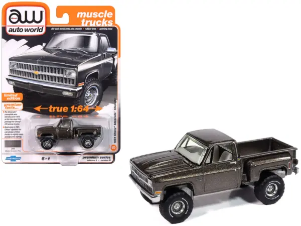 1981 Chevrolet Silverado Stepside Pickup Truck Graystone Metallic "Muscle Trucks" Series 1/64 Diecast Model Car by Auto World #1