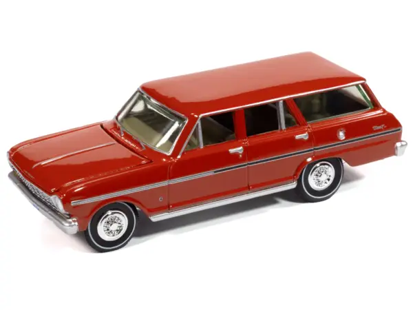 1963 Chevrolet II Nova 400 Wagon Riverside Red "Vintage Muscle" Series 1/64 Diecast Model Car by Auto World #2