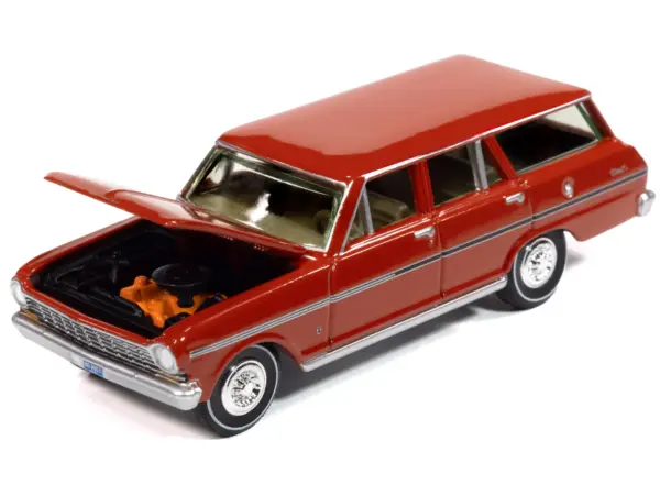 1963 Chevrolet II Nova 400 Wagon Riverside Red "Vintage Muscle" Series 1/64 Diecast Model Car by Auto World #3