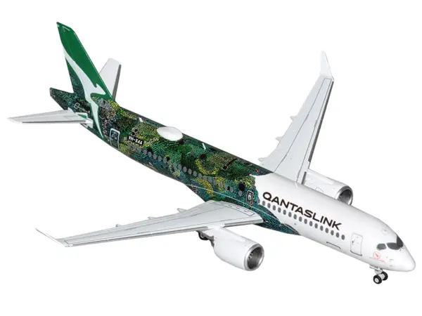 Airbus A220-300 Commercial Aircraft "QantasLink - Minyma Kutjara Tjukurpa Livery" (N531PA) White with Green Graphics "Gemini 200" Series 1/200 Diecast Model Airplane by GeminiJets #2