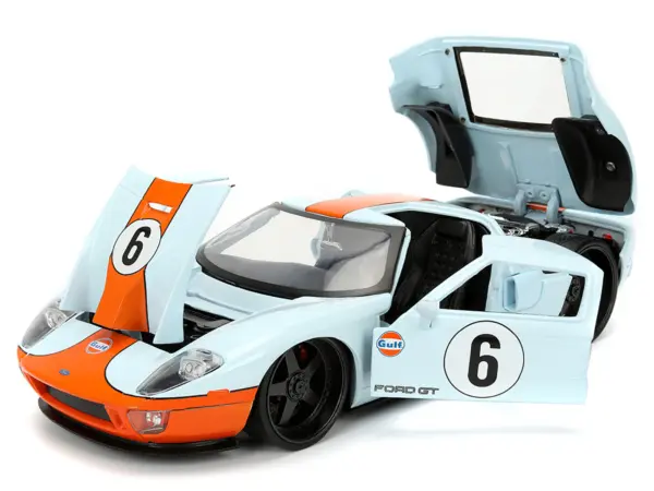 2005 Ford GT #6 "Gulf Oil" Light Blue with Orange Stripes "Hyper-Spec" Series 1/24 Diecast Model Car by Jada #2