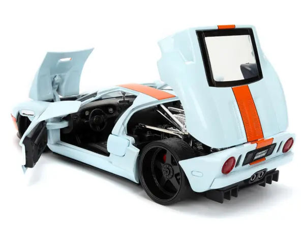 2005 Ford GT #6 "Gulf Oil" Light Blue with Orange Stripes "Hyper-Spec" Series 1/24 Diecast Model Car by Jada #4