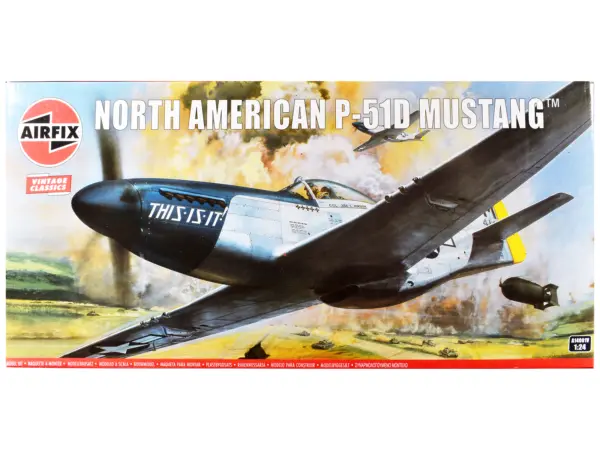 Level 4 Model Kit North American P-51D Mustang Aircraft with 2 Scheme Options 1/24 Plastic Model Kit by Airfix #1
