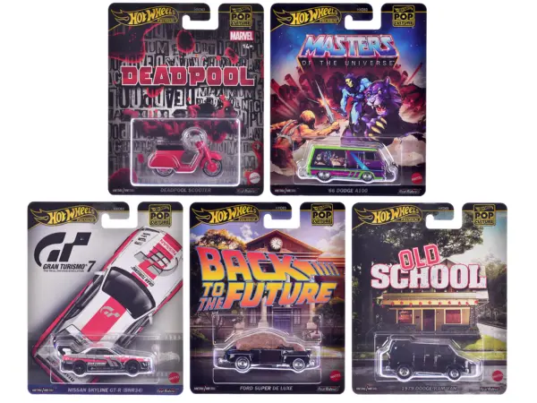 "Pop Culture 2025" 5 piece Set J "Premium Series" Diecast Model Cars by Hot Wheels #1