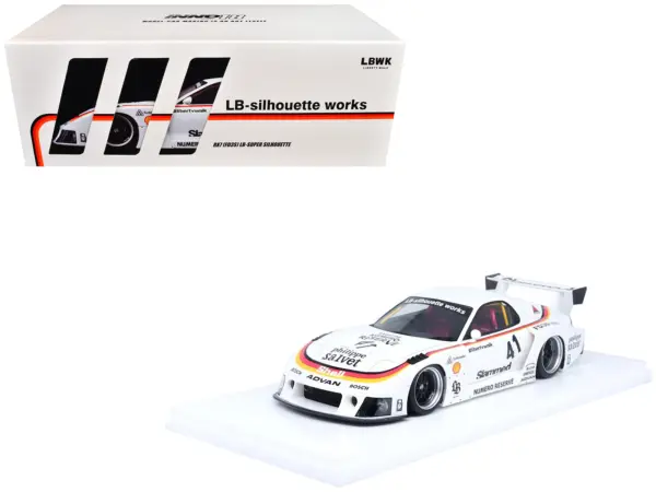 Mazda RX7 (FD3S) LB-Super Silhouette RHD (Right Hand Drive) #41 White with Stripes and Graphics 1/18 Model Car by Inno Models #1