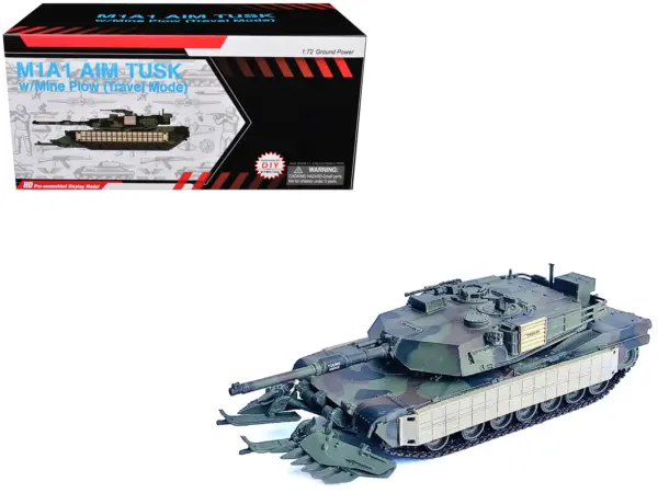 United States M1A1 AIM TUSK (Tank Urban Survival Kit) with Mine Plow (Travel Mode) "United States Marine Corps 8th Tank Battalion II MED Iraq" (2003) Green Camouflage "NEO Dragon Armor" Series 1/72 Plastic Model by Dragon Models #1