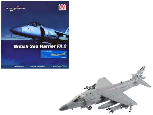 British Aerospace Sea Harrier FA.2 Aircraft with Sea Eagle Missiles "ZH796" (2018) British Royal Navy "Air Power Series" 1/72 Diecast Model by Hobby Master #1
